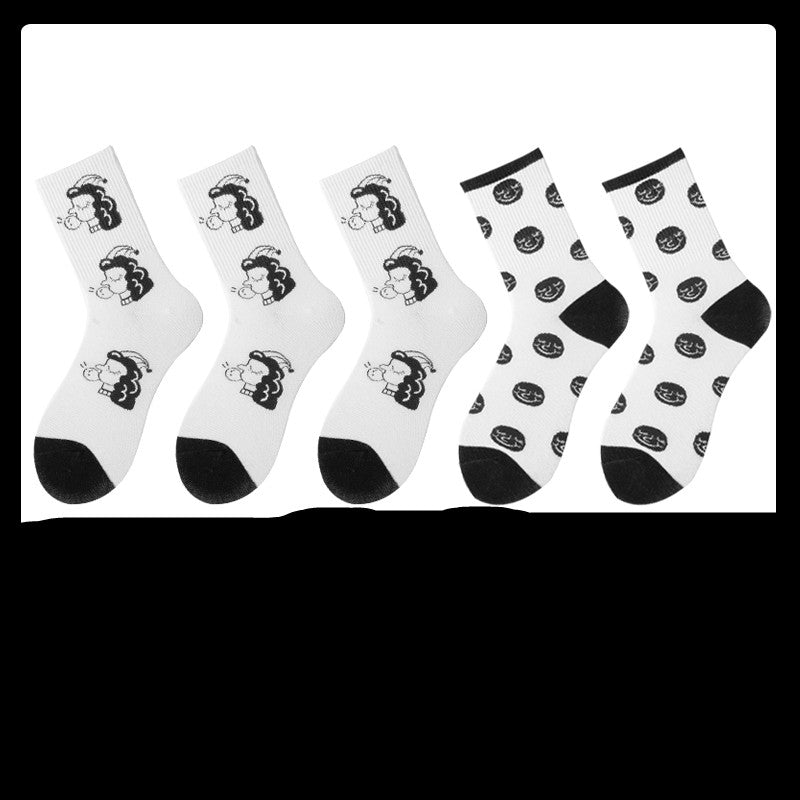 Black Socks Female Korean Cute Cartoon Socks