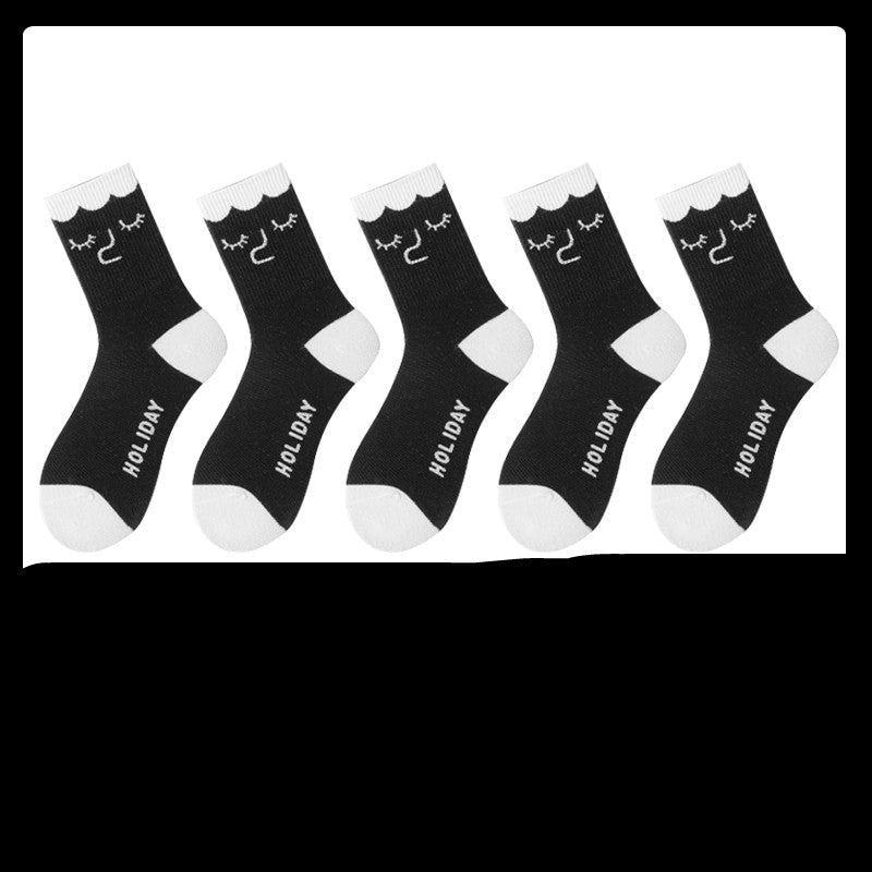 Black Socks Female Korean Cute Cartoon Socks