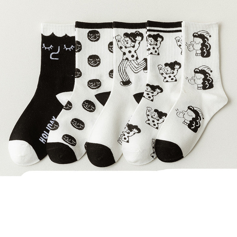 Black Socks Female Korean Cute Cartoon Socks