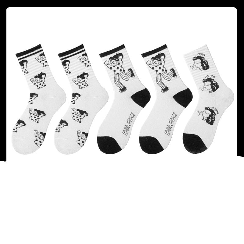 Black Socks Female Korean Cute Cartoon Socks