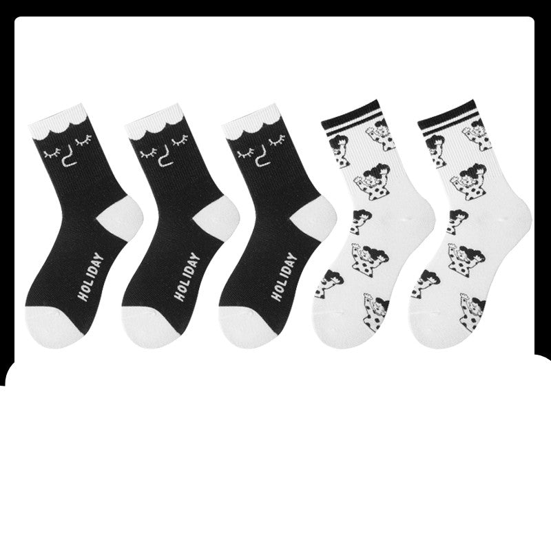 Black Socks Female Korean Cute Cartoon Socks