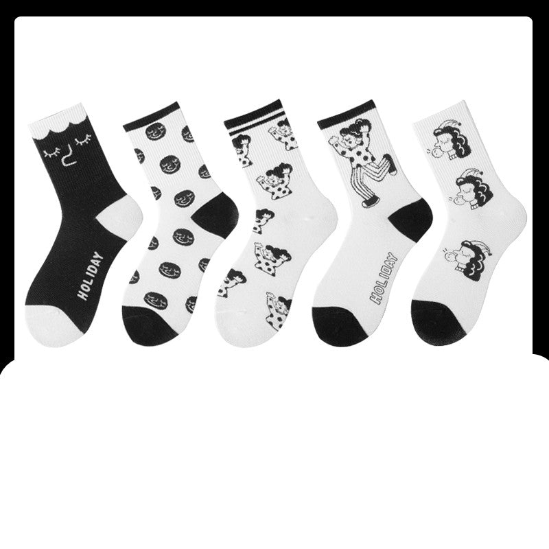 Black Socks Female Korean Cute Cartoon Socks