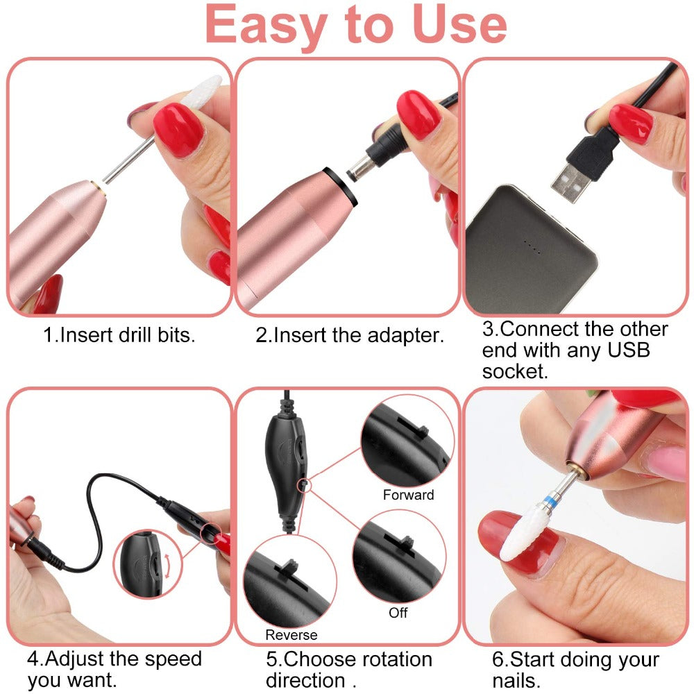 Mini Electric Nail Polishing Pen Short Style Adjustable Speed