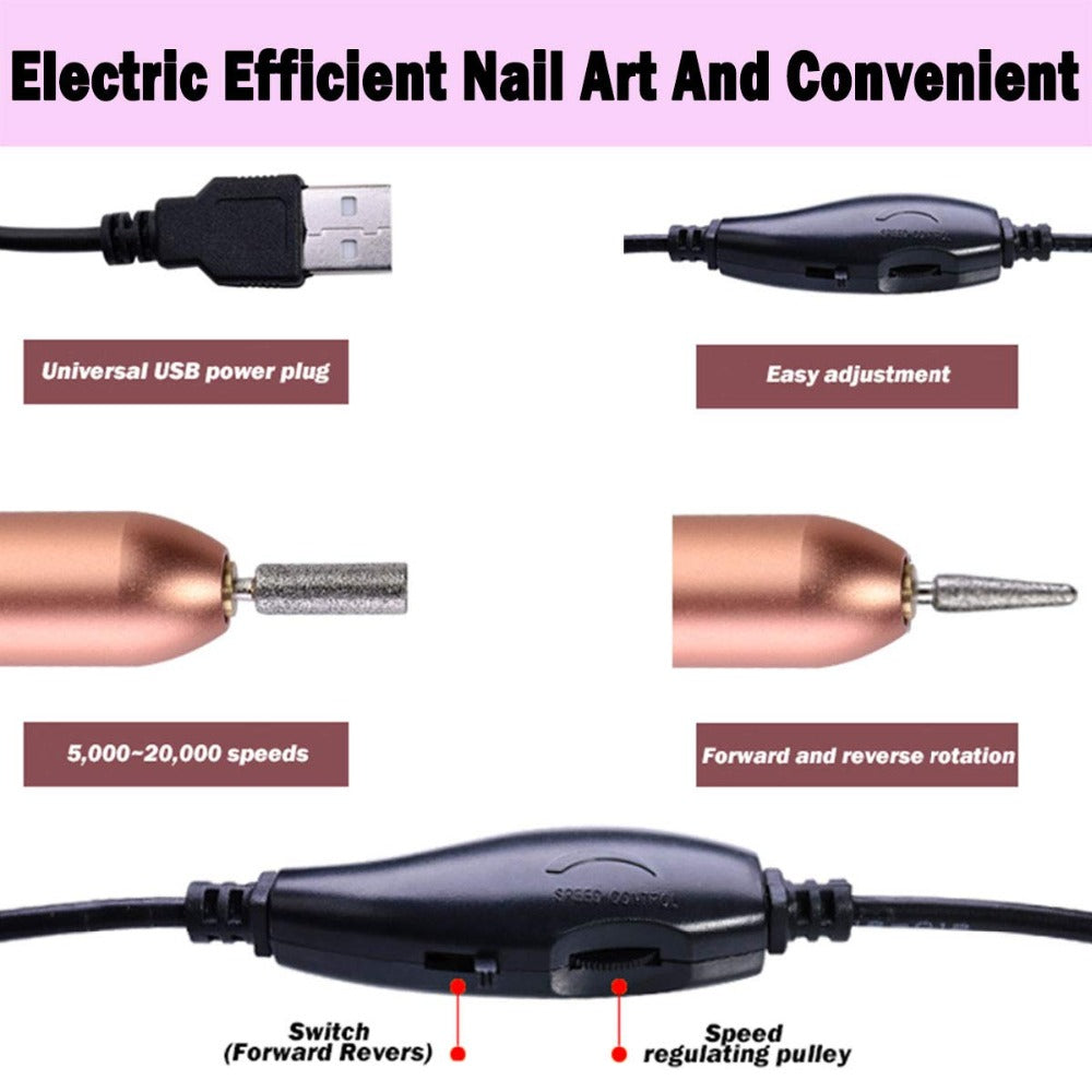 Mini Electric Nail Polishing Pen Short Style Adjustable Speed