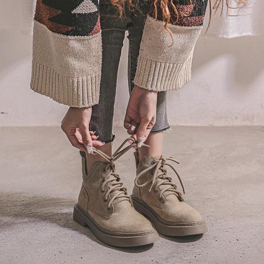 New All Match Frosted Short Boots Khaki Plus Cashmere Boots For Children