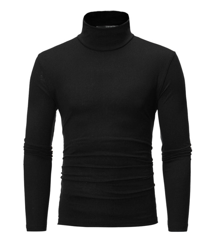 Slim Fit Solid Color Half High Neck Long Sleeved T Shirt Men's Tight Bottoming Shirt