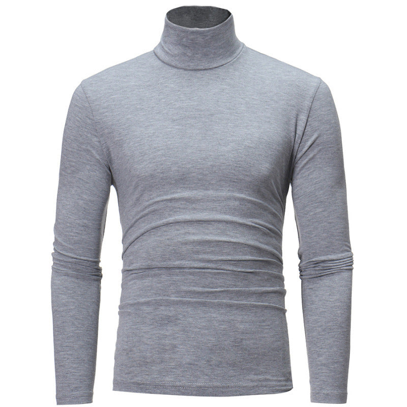 Slim Fit Solid Color Half High Neck Long Sleeved T Shirt Men's Tight Bottoming Shirt