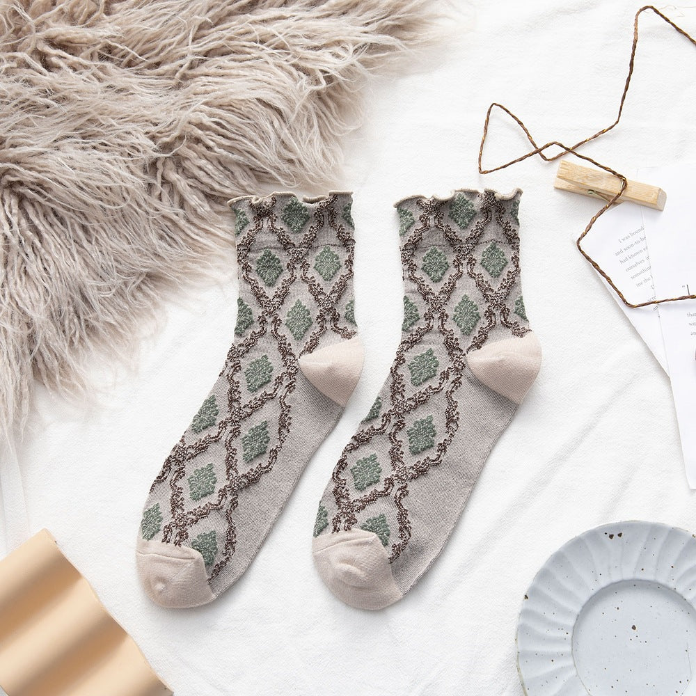 Women's Socks Fall Winter New Style Women's Socks Curled Loose Mouth Cotton Socks