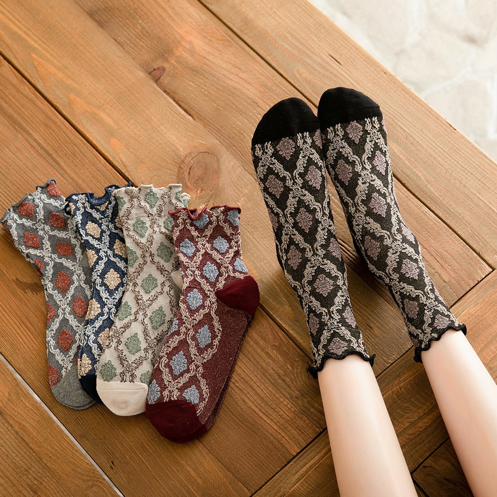 Women's Socks Fall Winter New Style Women's Socks Curled Loose Mouth Cotton Socks