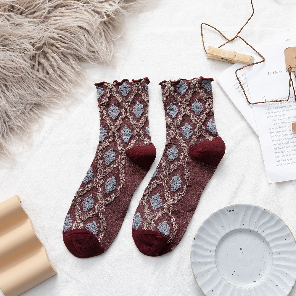 Women's Socks Fall Winter New Style Women's Socks Curled Loose Mouth Cotton Socks