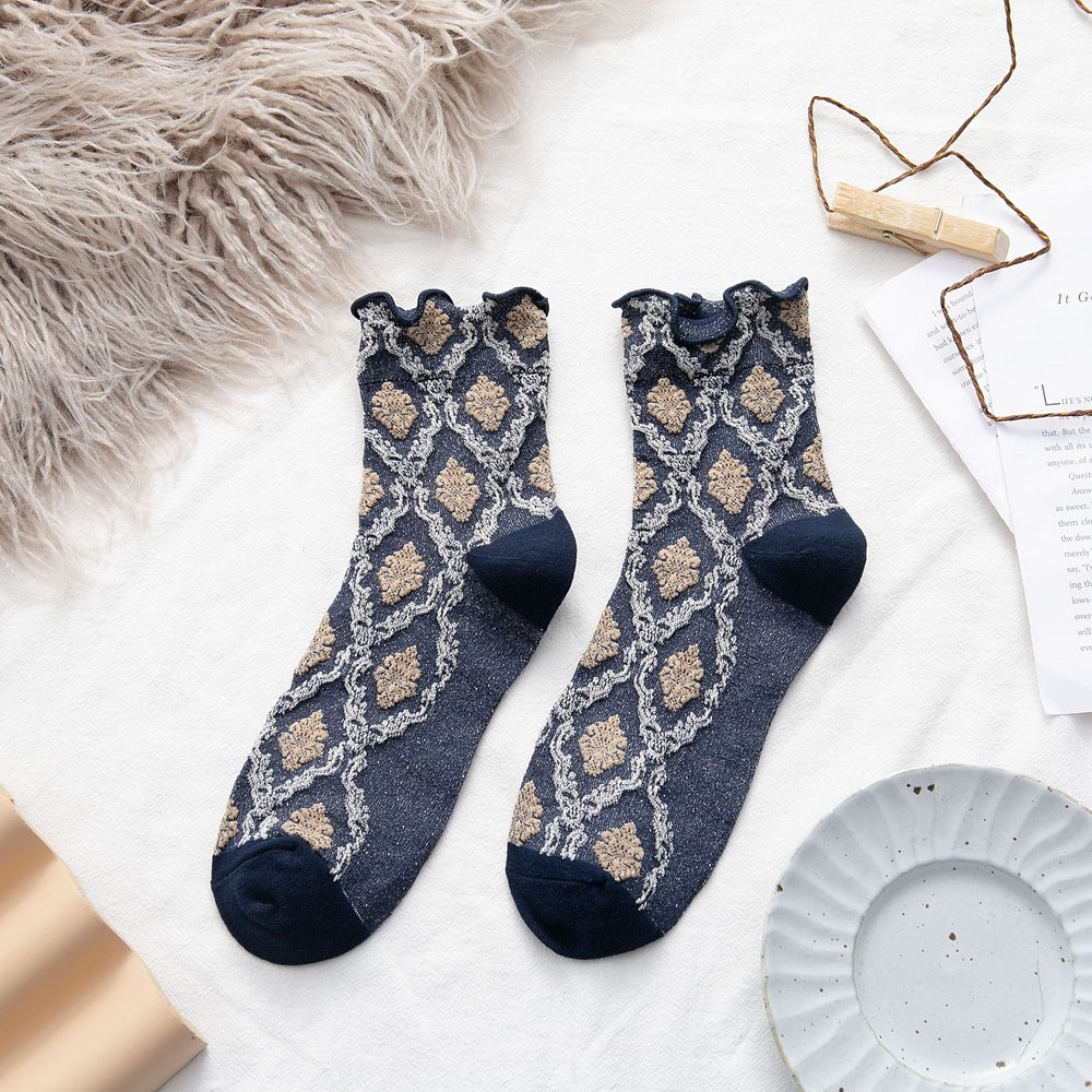 Women's Socks Fall Winter New Style Women's Socks Curled Loose Mouth Cotton Socks