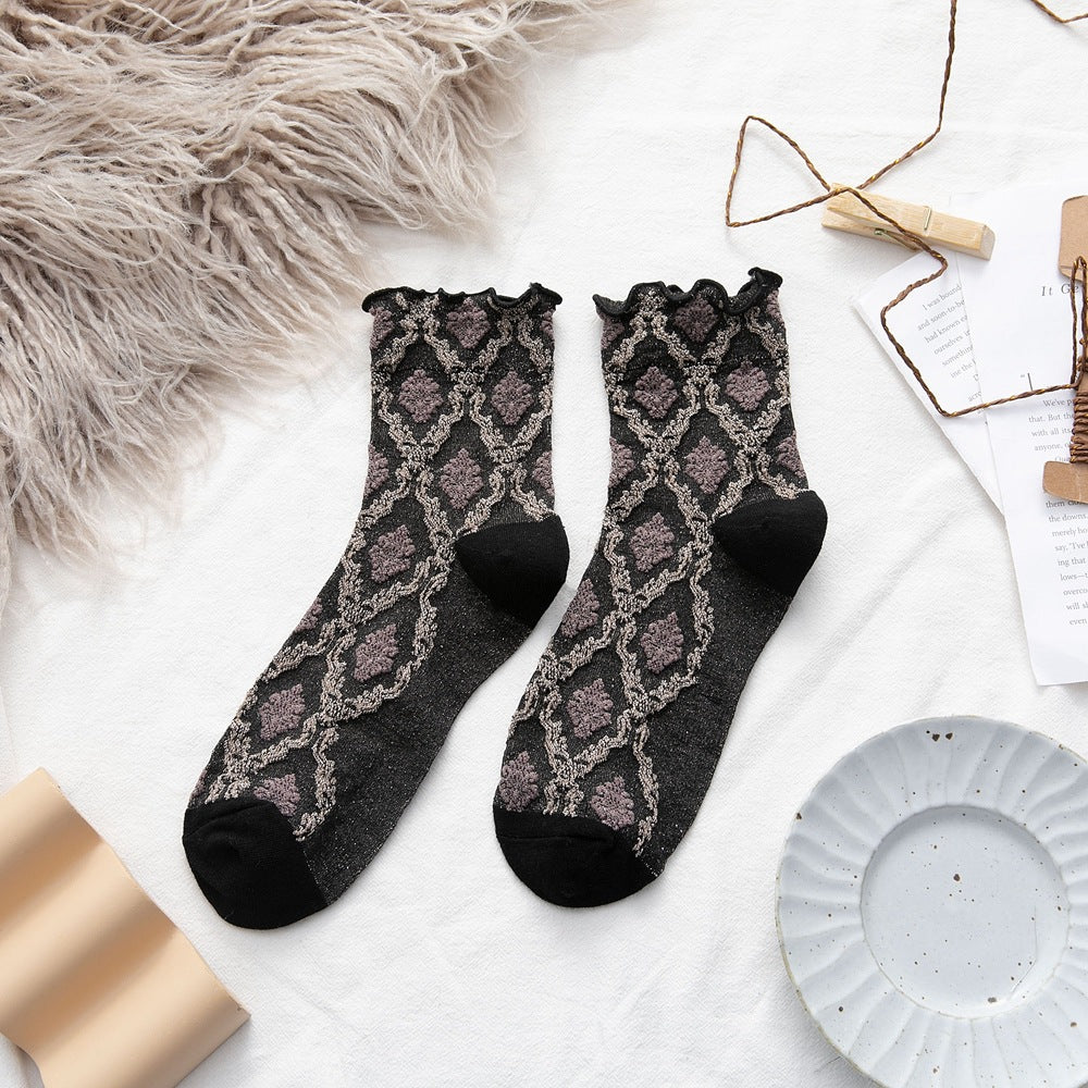 Women's Socks Fall Winter New Style Women's Socks Curled Loose Mouth Cotton Socks