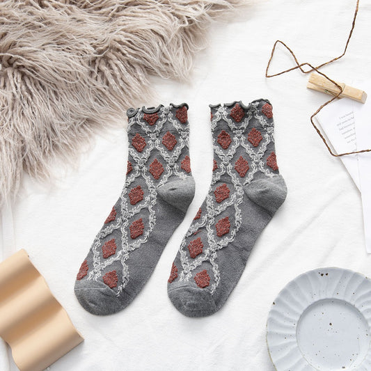 Women's Socks Fall Winter New Style Women's Socks Curled Loose Mouth Cotton Socks