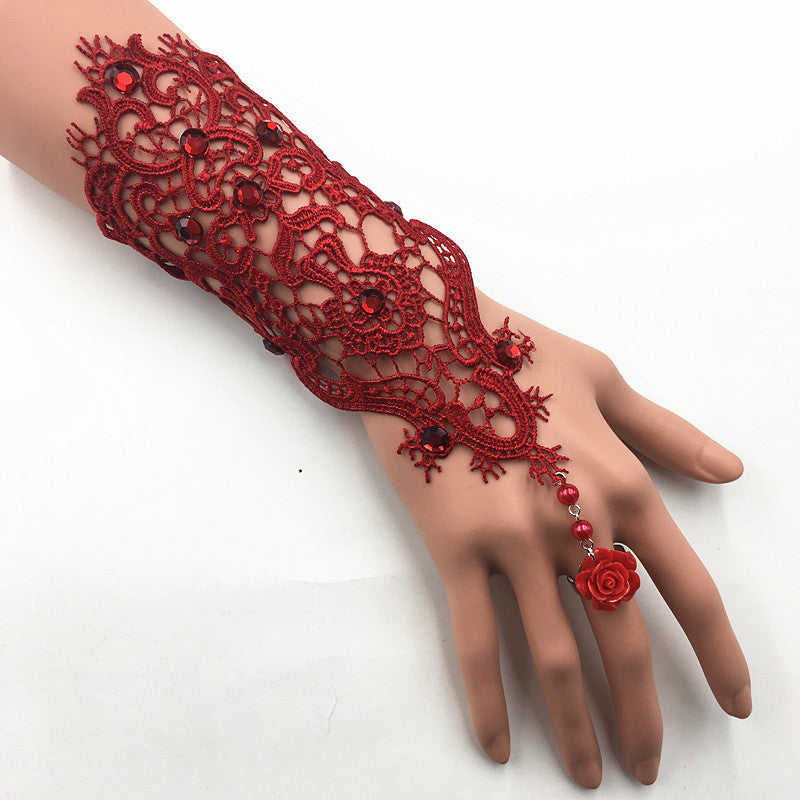 Retro Street Punk Fashion Blonder Armbånd med Roset Blomster Ring Én Kæde