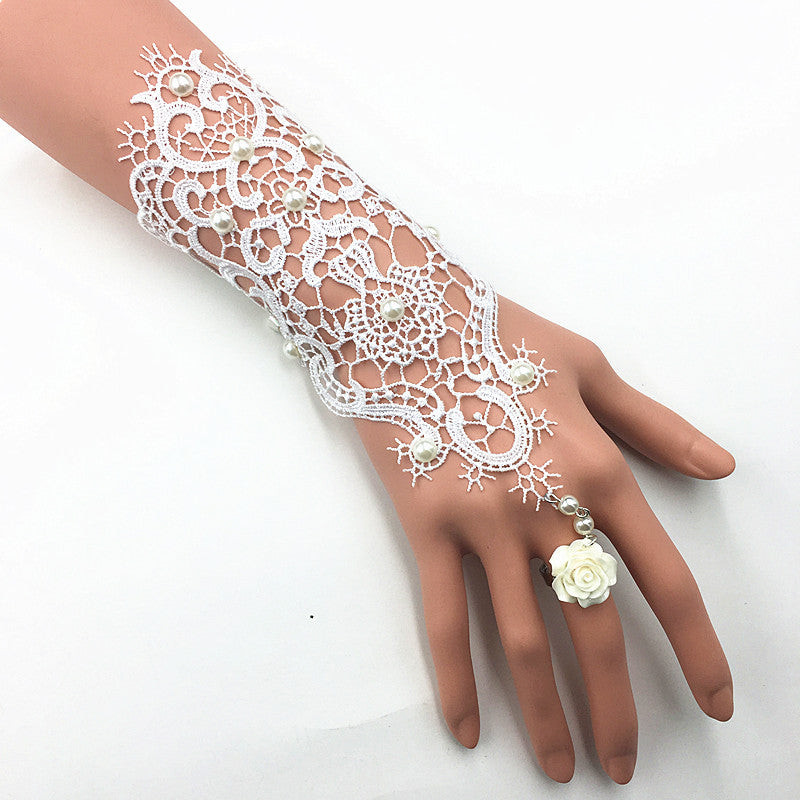 Retro Street Punk Fashion Blonder Armbånd med Roset Blomster Ring Én Kæde