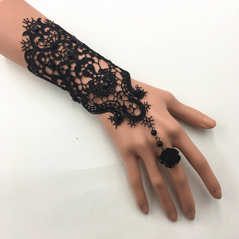 Retro Street Punk Fashion Blonder Armbånd med Roset Blomster Ring Én Kæde