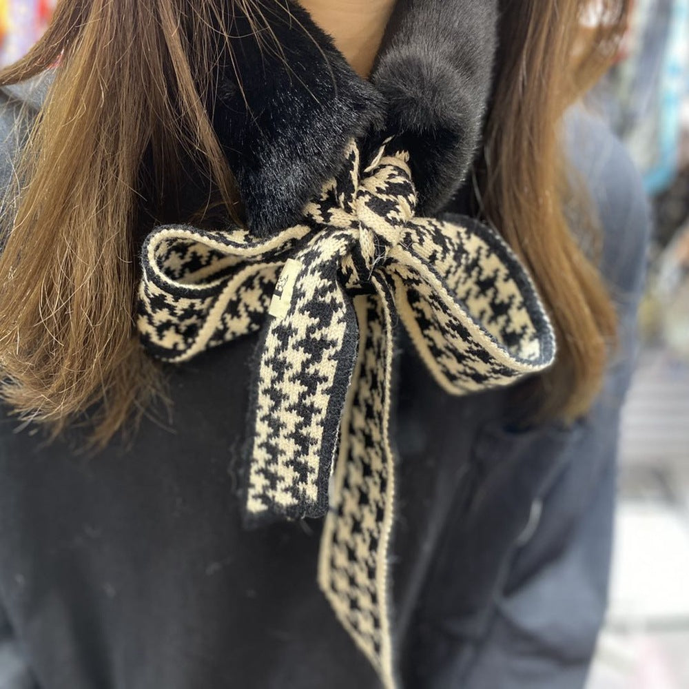 Women's winter warm cross-lace plush scarf