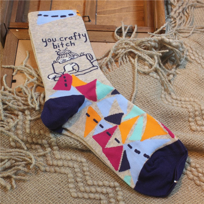 Female Cartoon Tube Cotton Calf Socks