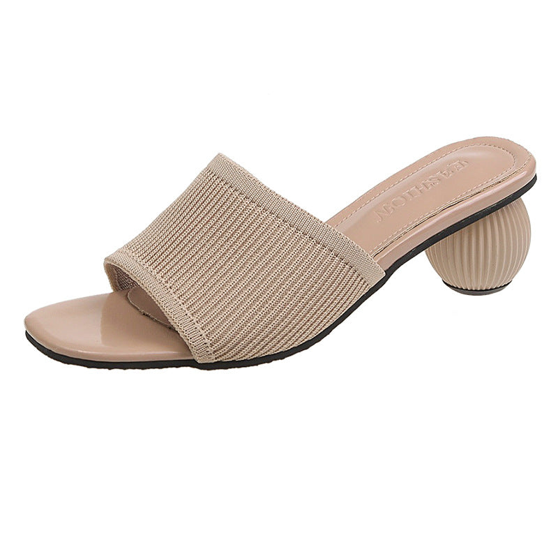 Damesandaler 5 cm høje hæle Strikkede mules Sommer