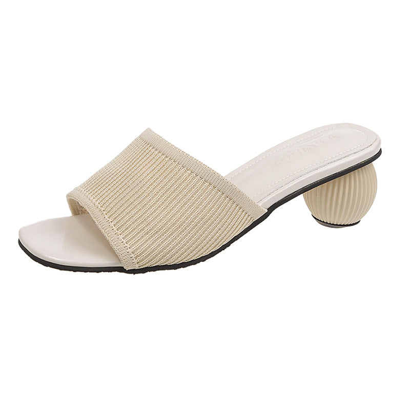 Damesandaler 5 cm høje hæle Strikkede mules Sommer