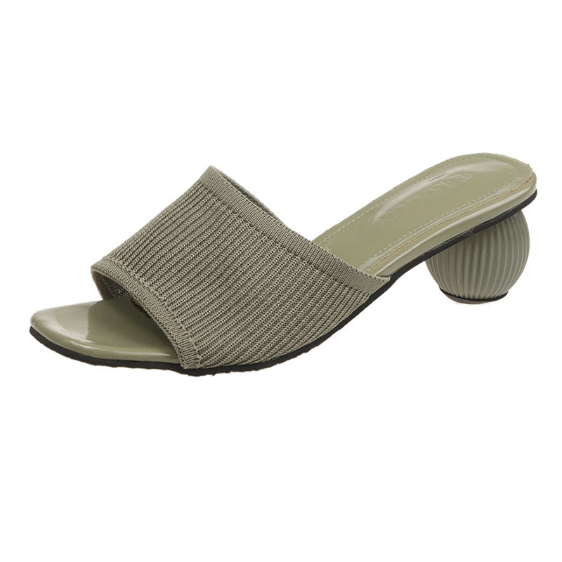 Damesandaler 5 cm høje hæle Strikkede mules Sommer