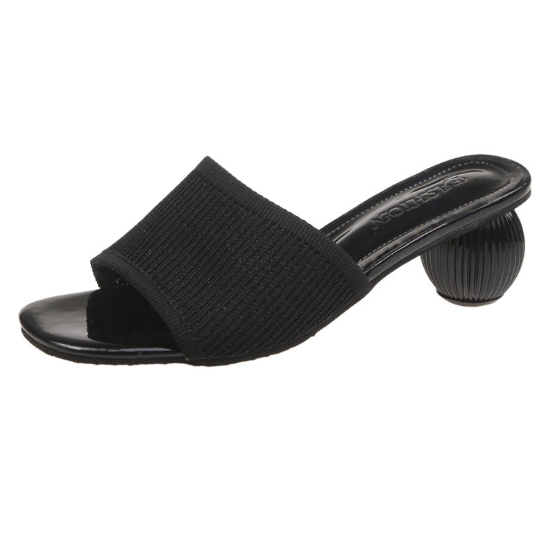 Damesandaler 5 cm høje hæle Strikkede mules Sommer