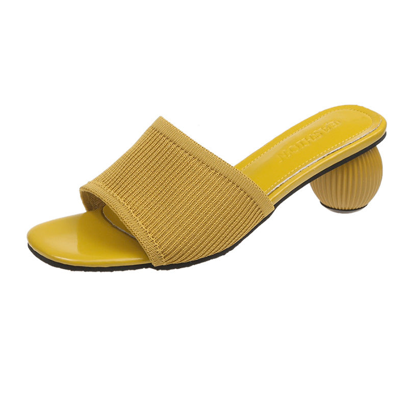Damesandaler 5 cm høje hæle Strikkede mules Sommer