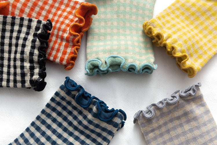 Women's Socks With Plaid In Cotton And Wood Ears