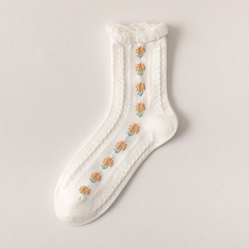 Breathable Jacquard Thin Cotton Tube Socks