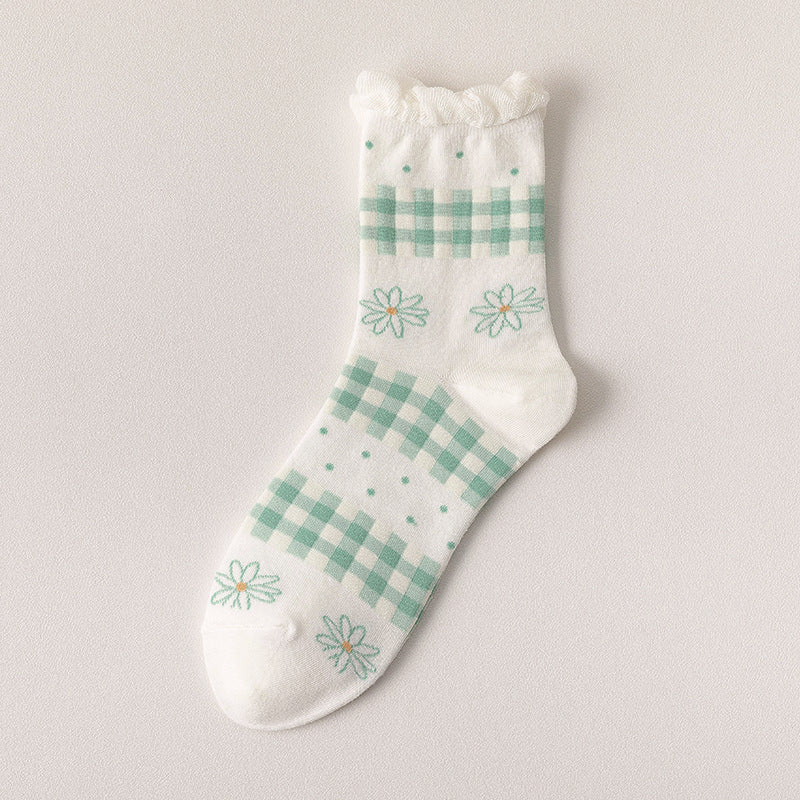 Breathable Jacquard Thin Cotton Tube Socks