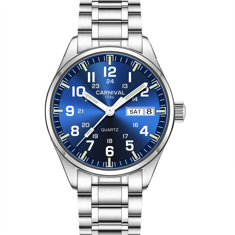 Luminous Mechanical Large Digital Double Calendar Quartz Watch