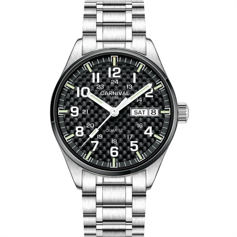 Luminous Mechanical Large Digital Double Calendar Quartz Watch