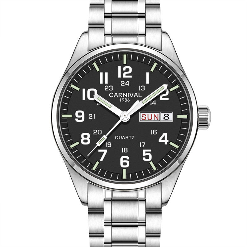 Luminous Mechanical Large Digital Double Calendar Quartz Watch