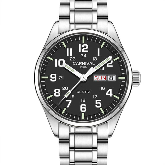 Luminous Mechanical Large Digital Double Calendar Quartz Watch