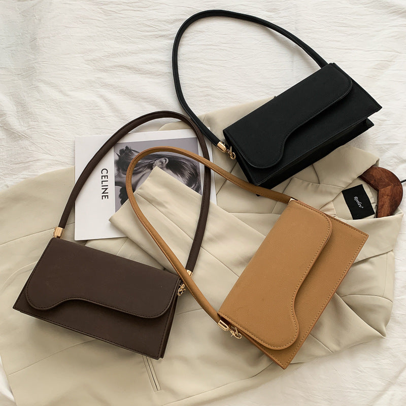Autumn And Winter New Fashion All-Match Retro Frosted Baguette Underarm Bag Trendy Single Shoulder Bag