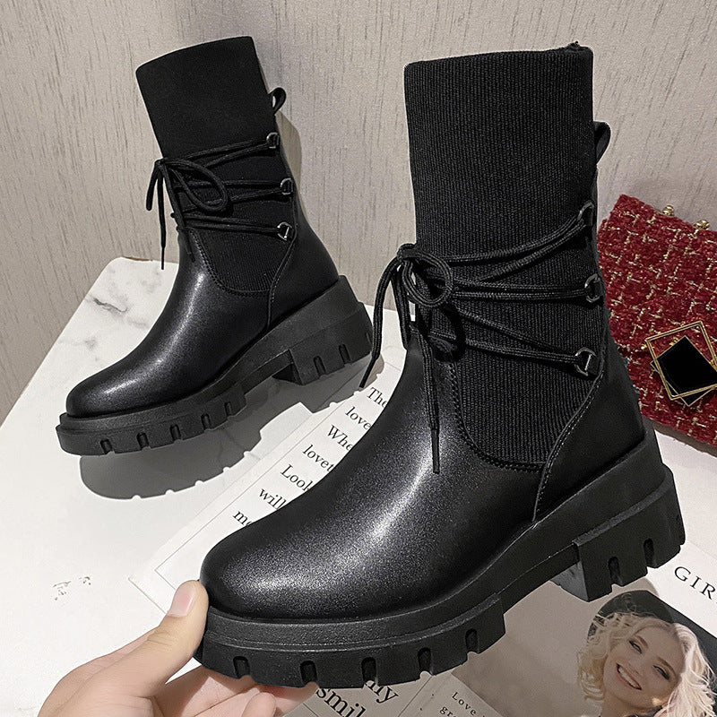 Fashion Heighten Short Boots Strappy Skinny Boots