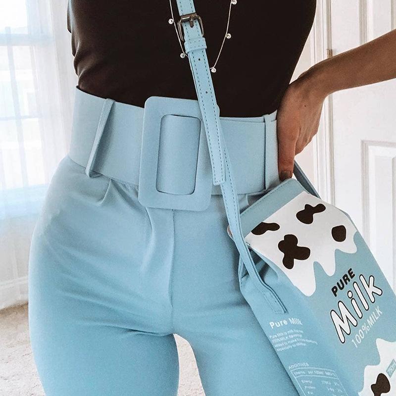 Slim-Fit Solid Color High-Waist Lace-Up Casual Pants