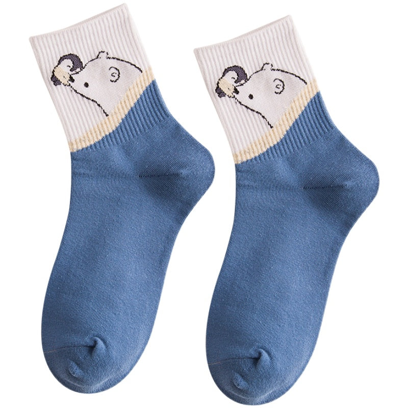 Women's Tall Polar Bear Cartoon Cotton Stockings
