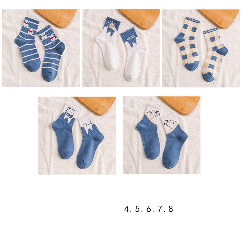 Women's Tall Polar Bear Cartoon Cotton Stockings