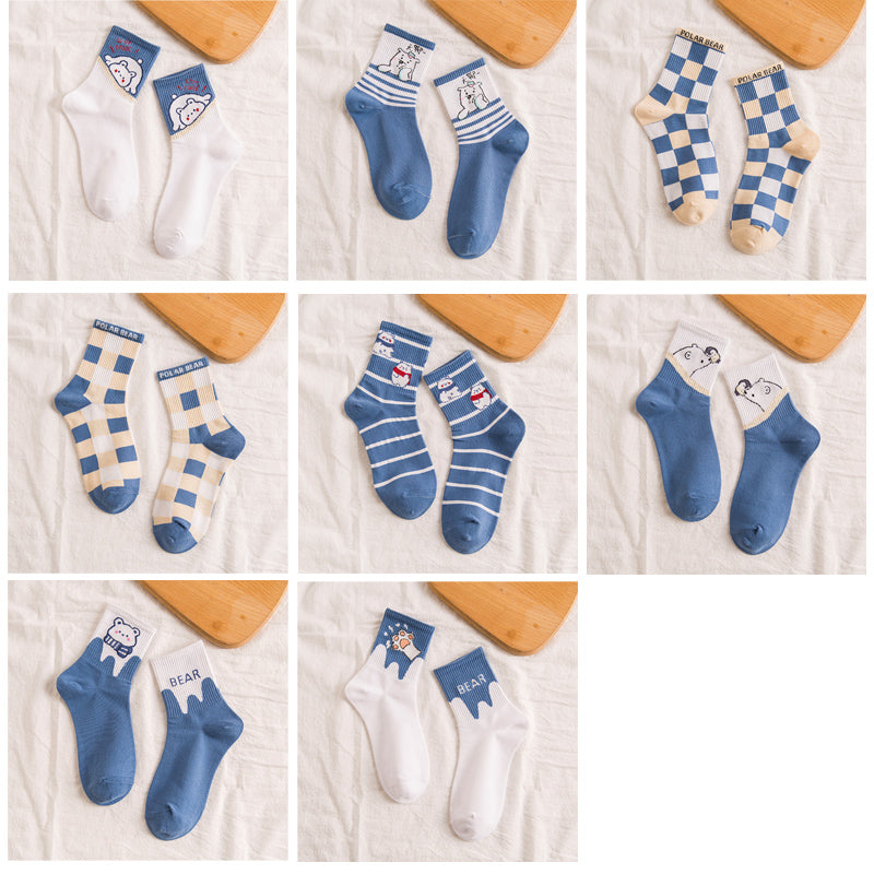 Women's Tall Polar Bear Cartoon Cotton Stockings
