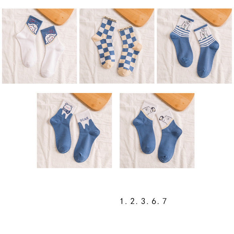 Women's Tall Polar Bear Cartoon Cotton Stockings