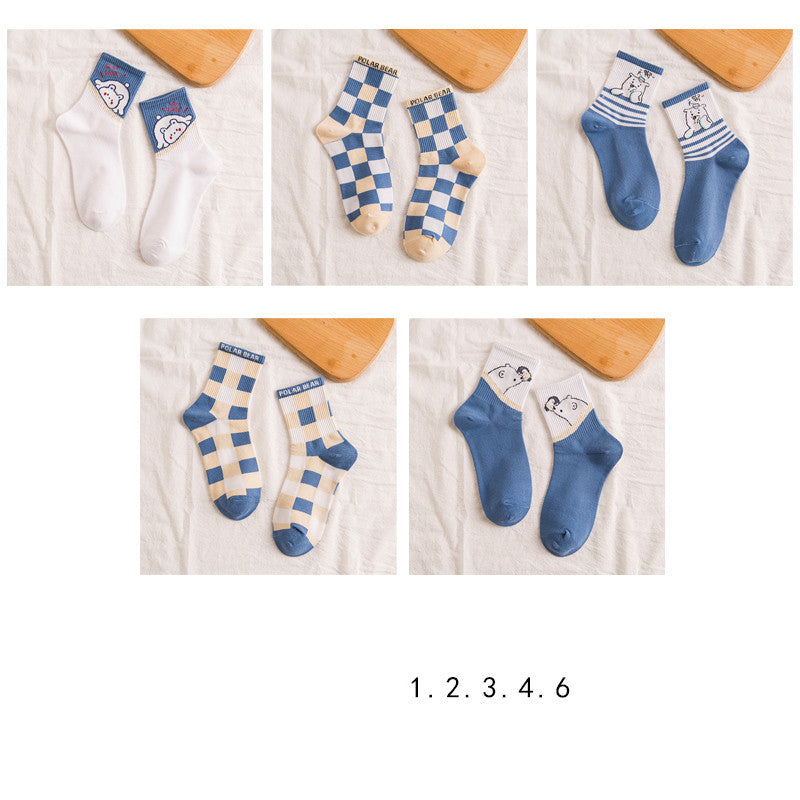 Women's Tall Polar Bear Cartoon Cotton Stockings