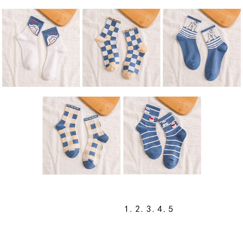 Women's Tall Polar Bear Cartoon Cotton Stockings