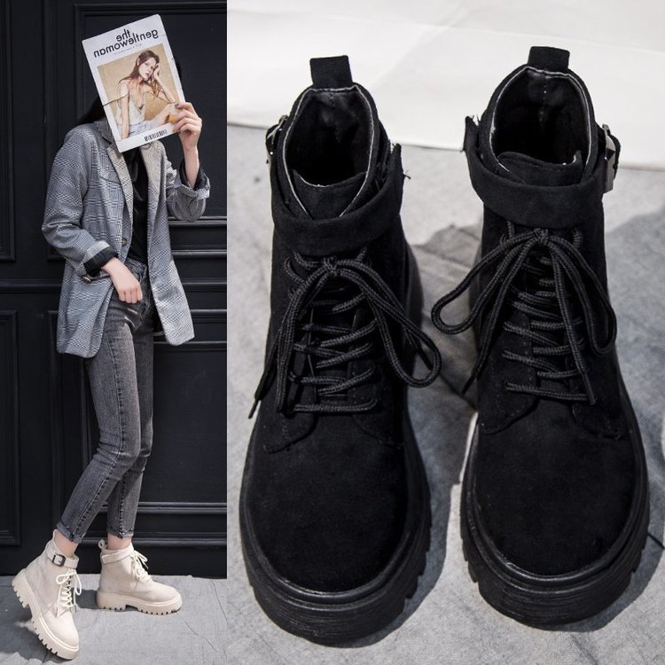 Trendy Fashion Lace-Up Thick Heel Short Boots