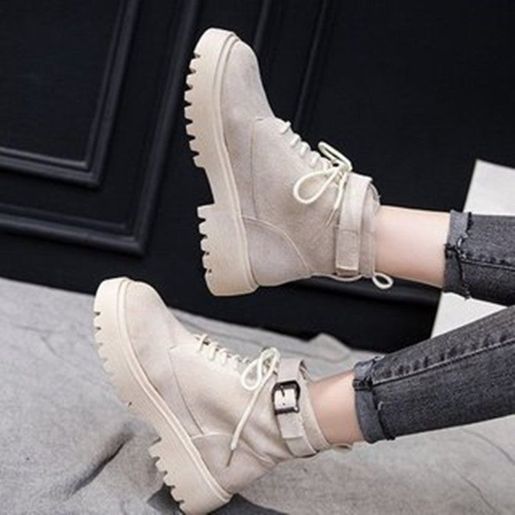 Trendy Fashion Lace-Up Thick Heel Short Boots