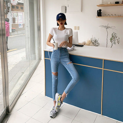 Women's Jeans With Waist Waist And Slim Feet