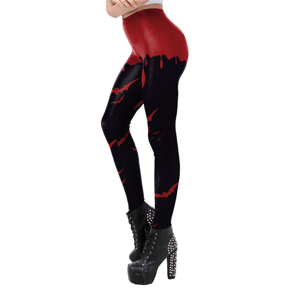 Printed Skull And Lion Women's Sports Yoga Feet Tight Leggings