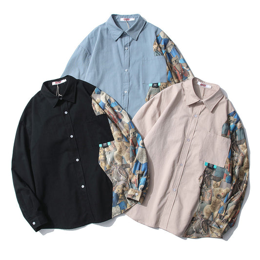 Shirt BF Style CoupleJacket Stitching Tooling Long-Sleeved Shirt