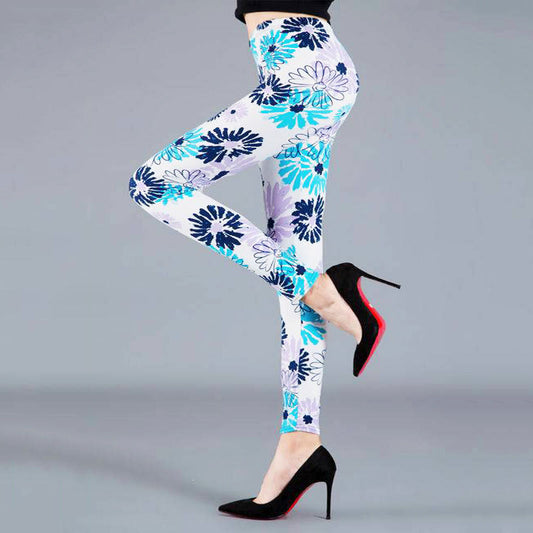 YSDNCHI Kvinders Fitness Leggings Kvinder Sommer Blomsterprint Leggings