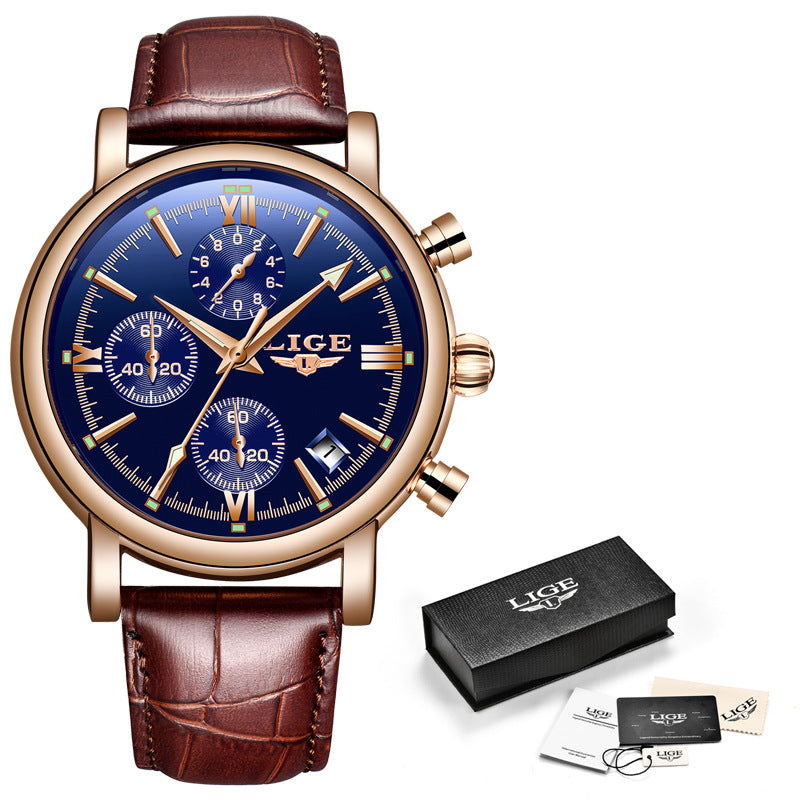 Men's Quartz Multi-function Waterproof Watch